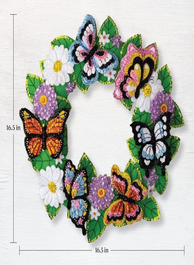 Bucilla Felt Applique Wreath Making Kit, Butterfly Bliss, Perfect for DIY Arts and Crafts, 89636E - Image 2