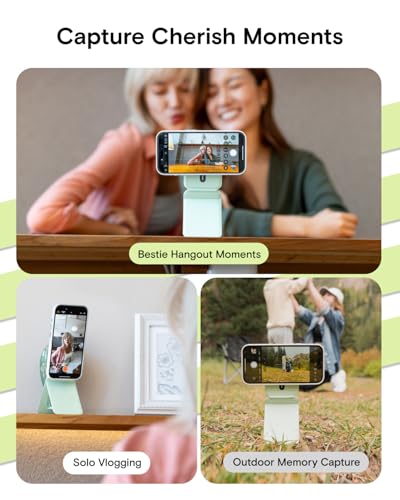 MOFT Phone Tripod Stand Selfie Stick for iPhone, Multi-Angles iPhone Stand, Lightweight & Portable Phone Holder, Strong Magnets, MOVAS Vegan Leather, Travel Essentials, Peppermint (Without Card Slot) - Image 4