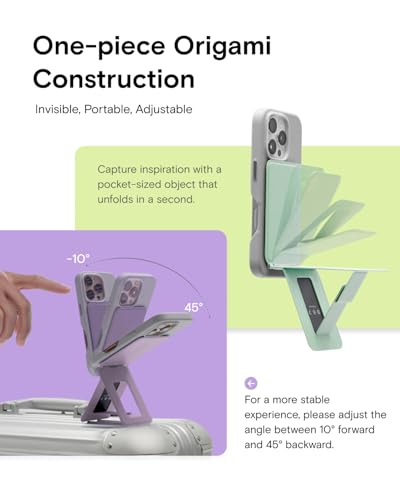 MOFT Phone Tripod Stand Selfie Stick for iPhone, Multi-Angles iPhone Stand, Lightweight & Portable Phone Holder, Strong Magnets, MOVAS Vegan Leather, Travel Essentials, Peppermint (Without Card Slot) - Image 3