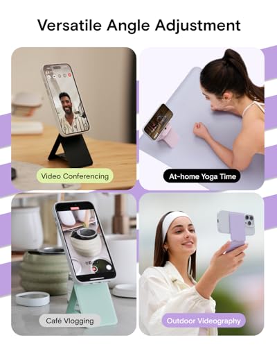 MOFT Phone Tripod Stand Selfie Stick for iPhone, Multi-Angles iPhone Stand, Lightweight & Portable Phone Holder, Strong Magnets, MOVAS Vegan Leather, Travel Essentials, Peppermint (Without Card Slot) - Image 5