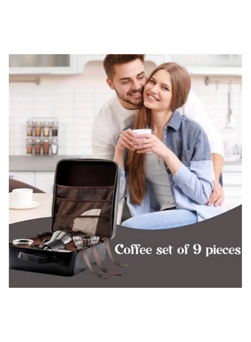 Coffee Portable Camping Coffee Maker Kit with Pour Over Bottle and Stainless Steel Manual Grinder - Includes Carrying Bag, V60 Coffee Maker Set with Carrying Case  - Image 2