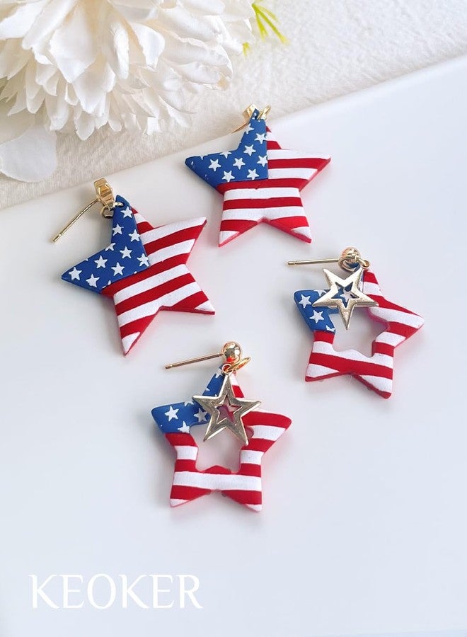 KEOKER Silk Screen Stencils for Polymer Clay Reusable Stars, 4th of July Star Silkscreen for Clay, Printing on Clay & Other Jewelry Clay Earrings Decoration, Each 5.5" X 3.4" (American Flag) - Image 5