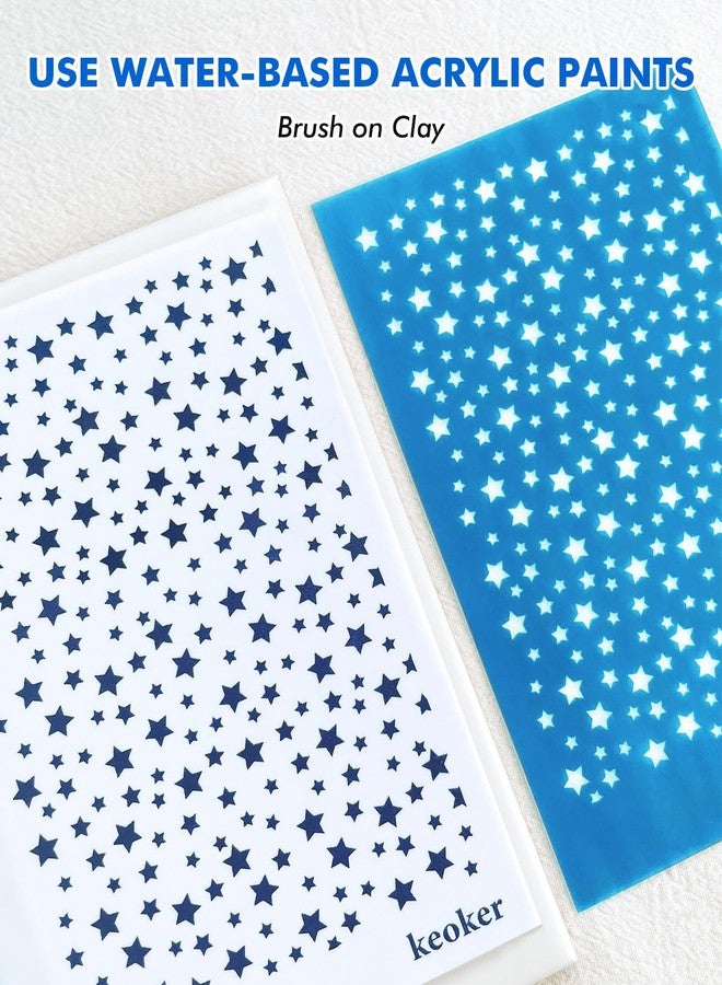 KEOKER Silk Screen Stencils for Polymer Clay Reusable Stars, 4th of July Star Silkscreen for Clay, Printing on Clay & Other Jewelry Clay Earrings Decoration, Each 5.5" X 3.4" (American Flag) - Image 3