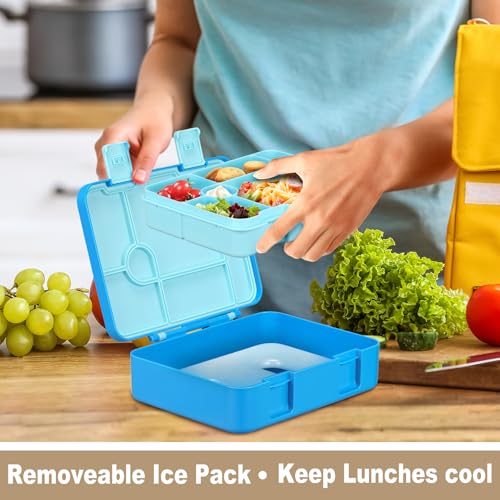 JOOPETALK Chill Bento Lunch Box for Kids Adult with Ice Pack,6-Compartment Reusable Leak-proof Lunch Container for Girls Boys to School,Keep Food Cold&Fresh,Dishwasher & Freezer Safe - Image 2