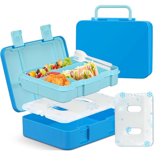 JOOPETALK Chill Bento Lunch Box for Kids Adult with Ice Pack,6-Compartment Reusable Leak-proof Lunch Container for Girls Boys to School,Keep Food Cold&Fresh,Dishwasher & Freezer Safe - Image 1