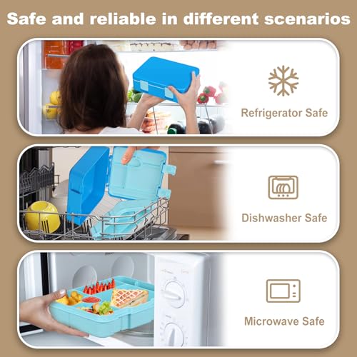 JOOPETALK Chill Bento Lunch Box for Kids Adult with Ice Pack,6-Compartment Reusable Leak-proof Lunch Container for Girls Boys to School,Keep Food Cold&Fresh,Dishwasher & Freezer Safe - Image 4