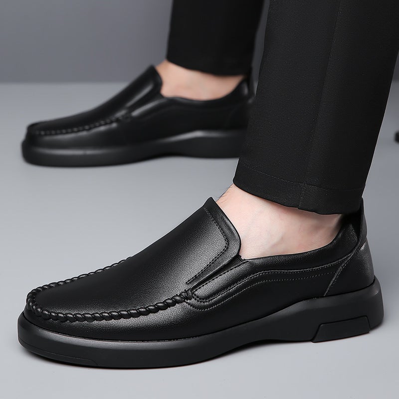 2023 British Style Black Formal Business Leather Shoes Trendyy Dad Slip-On Driving Shoes Casual Men'S Shoes - Image 2