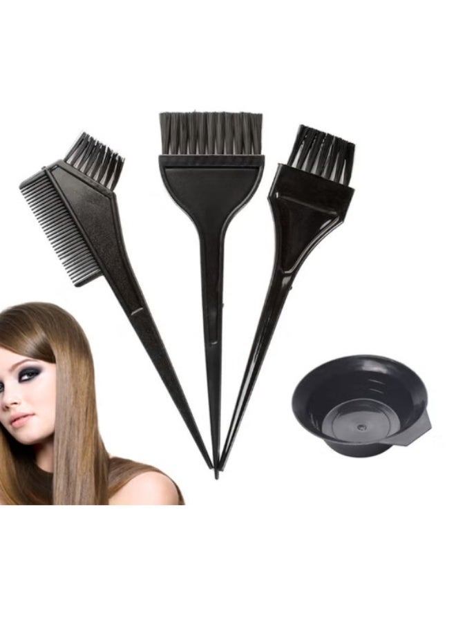 4-Piece Hair Coloring Kit with Mixing Bowl, 3 Professional Dye Brushes and Sectioning Comb for Hair Dye Application, Suitable for Home and Salon Use - Image 3