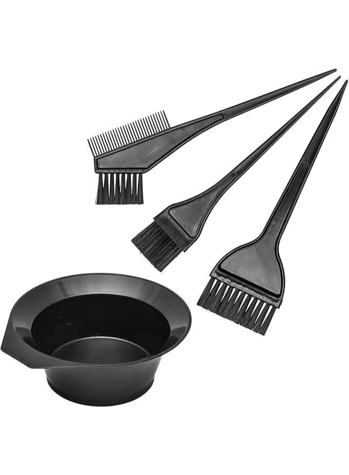 4-Piece Hair Coloring Kit with Mixing Bowl, 3 Professional Dye Brushes and Sectioning Comb for Hair Dye Application, Suitable for Home and Salon Use - Image 1