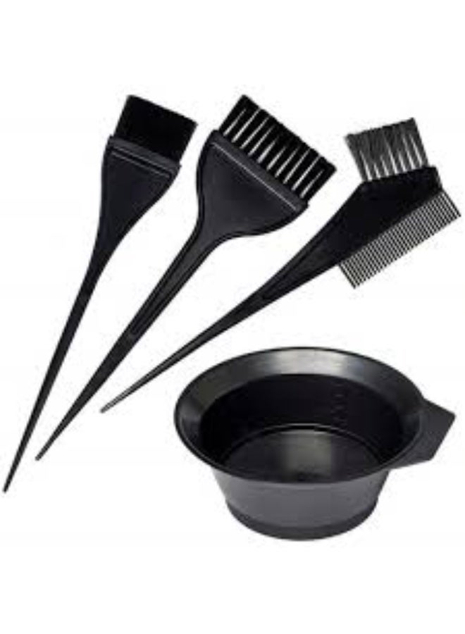 4-Piece Hair Coloring Kit with Mixing Bowl, 3 Professional Dye Brushes and Sectioning Comb for Hair Dye Application, Suitable for Home and Salon Use - Image 2