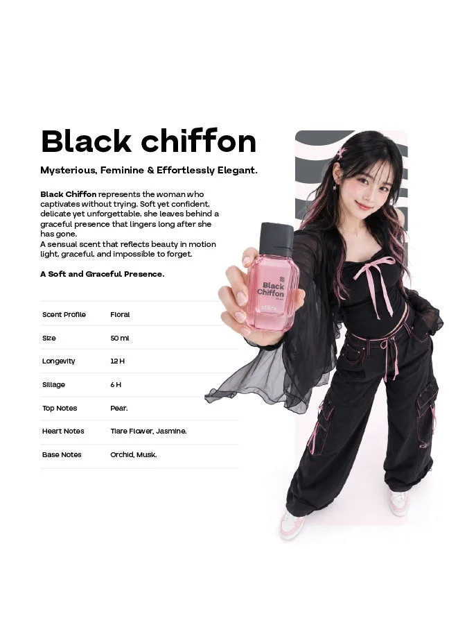 Stera Perfume BLACK CHIFFON Perfume For Women | Eau De Parfum - 50ml | Long Lasting Floral Musk Scent | Premium Quality Travel Size Women's Fragrance