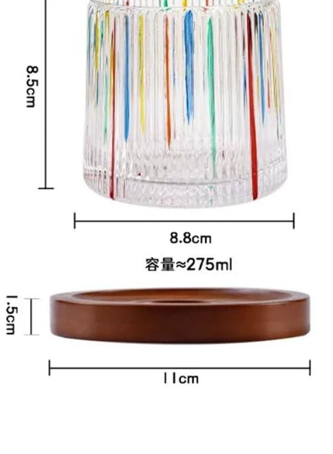 Rotating Crystal Whiskey Glasses With Wooden Coaster Tray Stripe Colored Stress Relief Glass Cup - Image 2