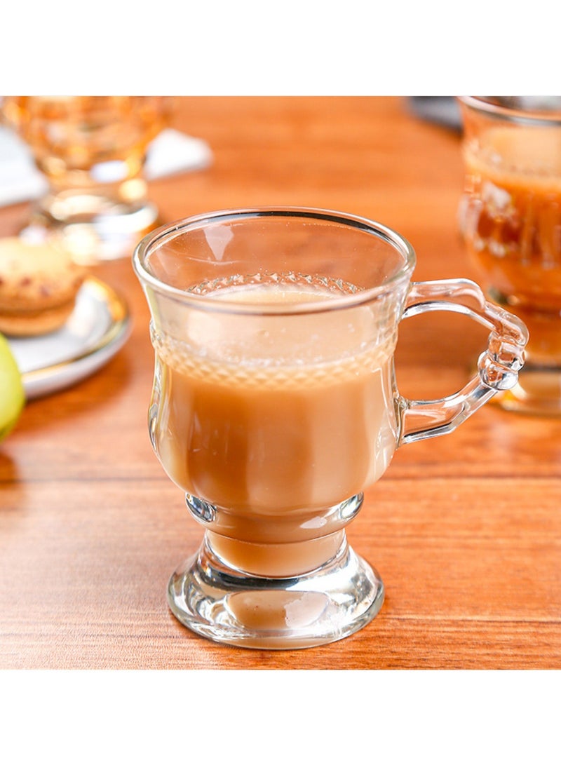 تداو 6 عبوات من أكواب القهوة الزجاجية، أكواب إسبرسو شفافة بمقابض، أكواب قهوة زجاجية للاتيه، الكابتشينو، الموكا، الشوكولاتة الساخنة، الشاي، العصير، المشروبات الساخنة أو المثلجة 140 مل - Image 2