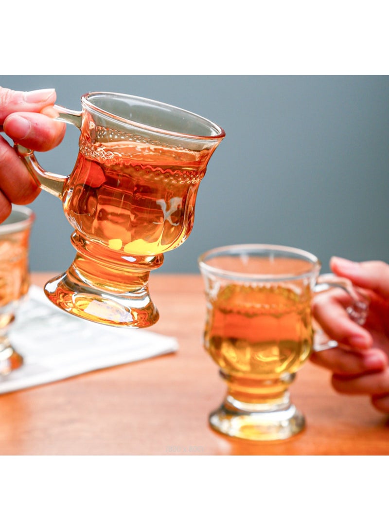 تداو 6 عبوات من أكواب القهوة الزجاجية، أكواب إسبرسو شفافة بمقابض، أكواب قهوة زجاجية للاتيه، الكابتشينو، الموكا، الشوكولاتة الساخنة، الشاي، العصير، المشروبات الساخنة أو المثلجة 140 مل - Image 3