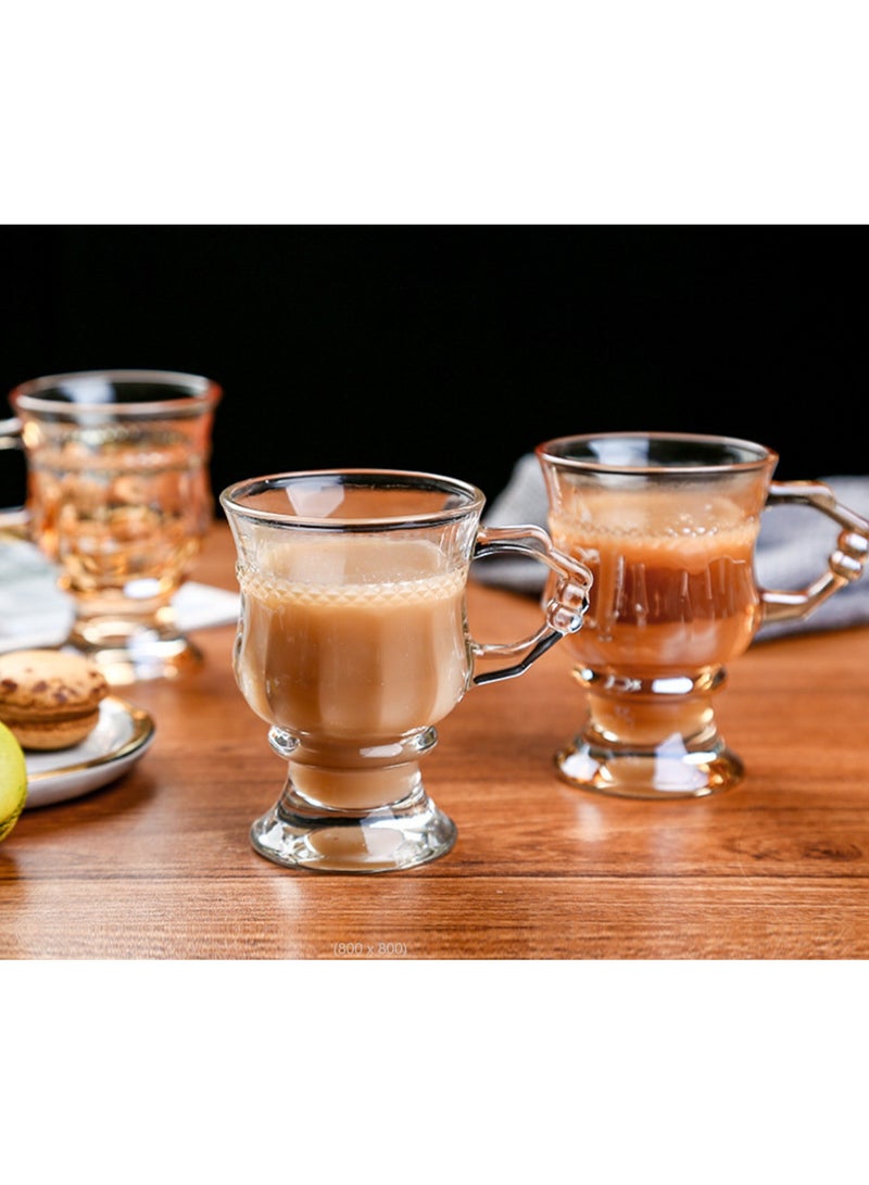 تداو 6 عبوات من أكواب القهوة الزجاجية، أكواب إسبرسو شفافة بمقابض، أكواب قهوة زجاجية للاتيه، الكابتشينو، الموكا، الشوكولاتة الساخنة، الشاي، العصير، المشروبات الساخنة أو المثلجة 140 مل - Image 4
