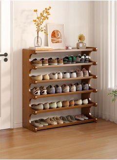 LEDIN Bamboo Shoe Rack 6-Tier Shoe Storage Organizer Entryway Shoe Shelf Open Desk Shelves Desk Top Organizer Shelf Multifunction Storage Rack Display Shelf Bookshelf for Home  - Image 1