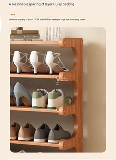 LEDIN Bamboo Shoe Rack 6-Tier Shoe Storage Organizer Entryway Shoe Shelf Open Desk Shelves Desk Top Organizer Shelf Multifunction Storage Rack Display Shelf Bookshelf for Home  - Image 2