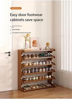 LEDIN Bamboo Shoe Rack 6-Tier Shoe Storage Organizer Entryway Shoe Shelf Open Desk Shelves Desk Top Organizer Shelf Multifunction Storage Rack Display Shelf Bookshelf for Home  - Image 5