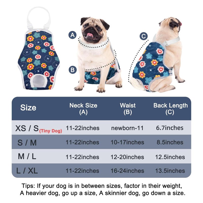 MICOOYO Dog Diaper Onesie Sanitary Pantie with Adjustable Suspender Washable Dog Period Panties Doggie Diapers Pet Underwear Female Dogs Diapers for Heat (Floral, XS/S) - Image 4