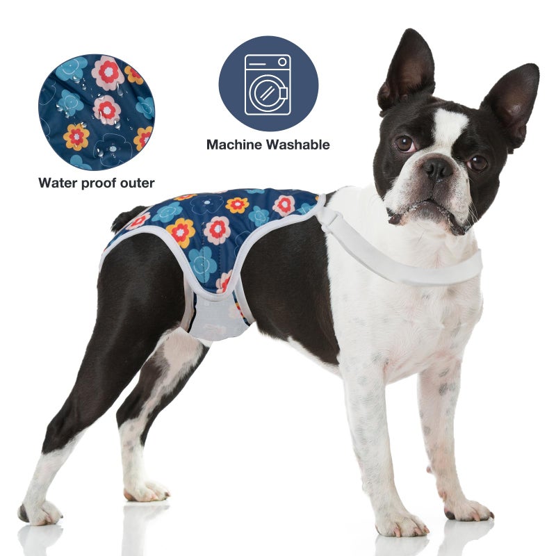 MICOOYO Dog Diaper Onesie Sanitary Pantie with Adjustable Suspender Washable Dog Period Panties Doggie Diapers Pet Underwear Female Dogs Diapers for Heat (Floral, XS/S) - Image 3