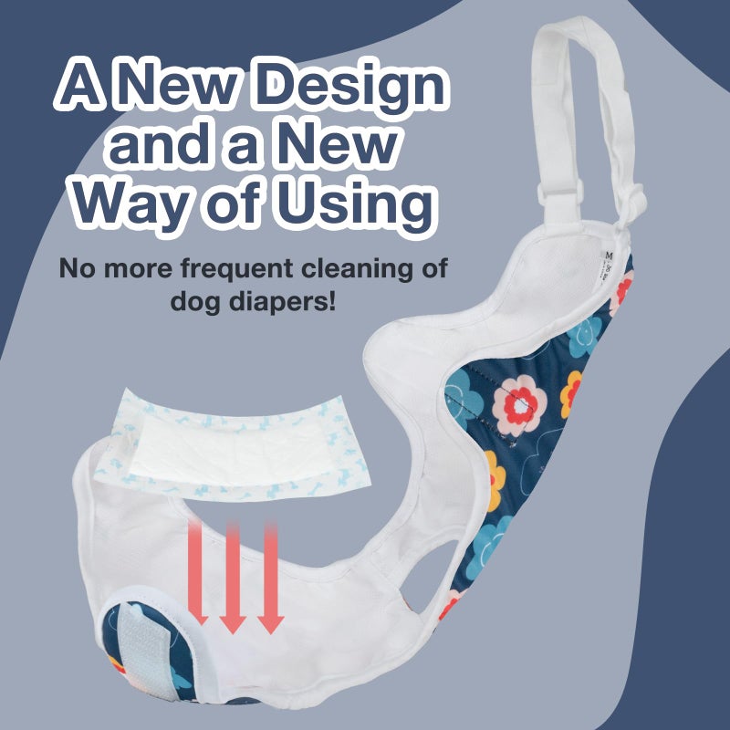 MICOOYO Dog Diaper Onesie Sanitary Pantie with Adjustable Suspender Washable Dog Period Panties Doggie Diapers Pet Underwear Female Dogs Diapers for Heat (Floral, XS/S) - Image 2