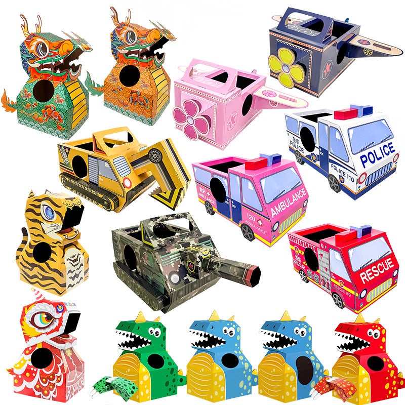 Children'S Diy Large Dinosaur T-Rex Lion Dance Model Paper Craft Toy - Image 5