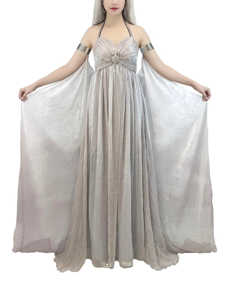 Nodkim Dragon Queen Costume Chiffon Dress Halloween Cosplay For Women-Small - Image 4