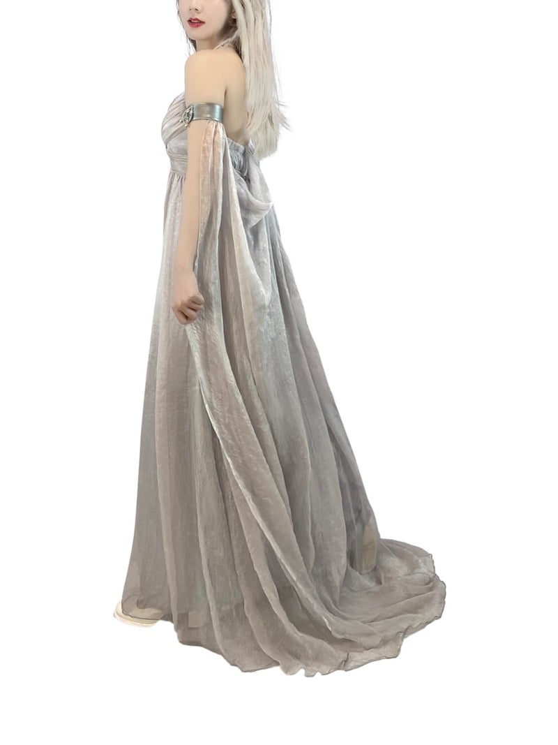 Nodkim Dragon Queen Costume Chiffon Dress Halloween Cosplay For Women-Small - Image 2