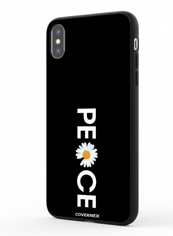 Covernex Apple iPhone Xs Protective Case Cover Printed Featuring Minimalist PEACE with Daisy Graphic - Image 1