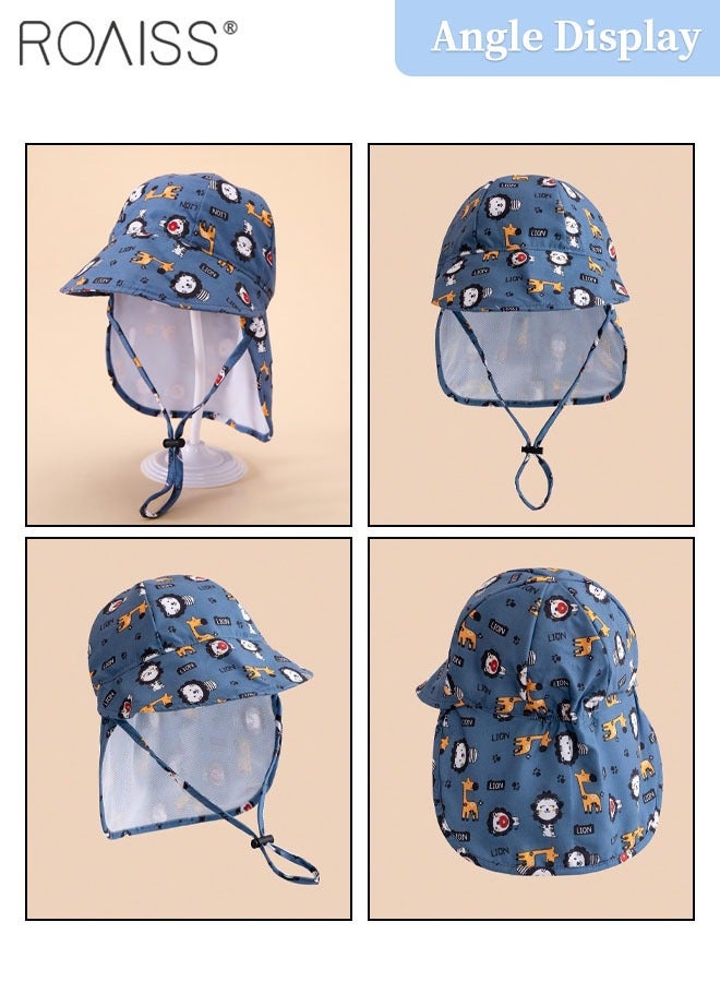 roaiss Kids Shawl Sun Hat, UV Protection Breathable Bucket Hat with Fun Cartoon Animal Printing for Boys Girls, Outdoor Travel Beach Age 3-6 Years - Image 4
