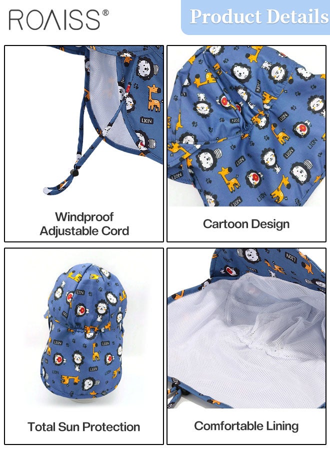 roaiss Kids Shawl Sun Hat, UV Protection Breathable Bucket Hat with Fun Cartoon Animal Printing for Boys Girls, Outdoor Travel Beach Age 3-6 Years - Image 5