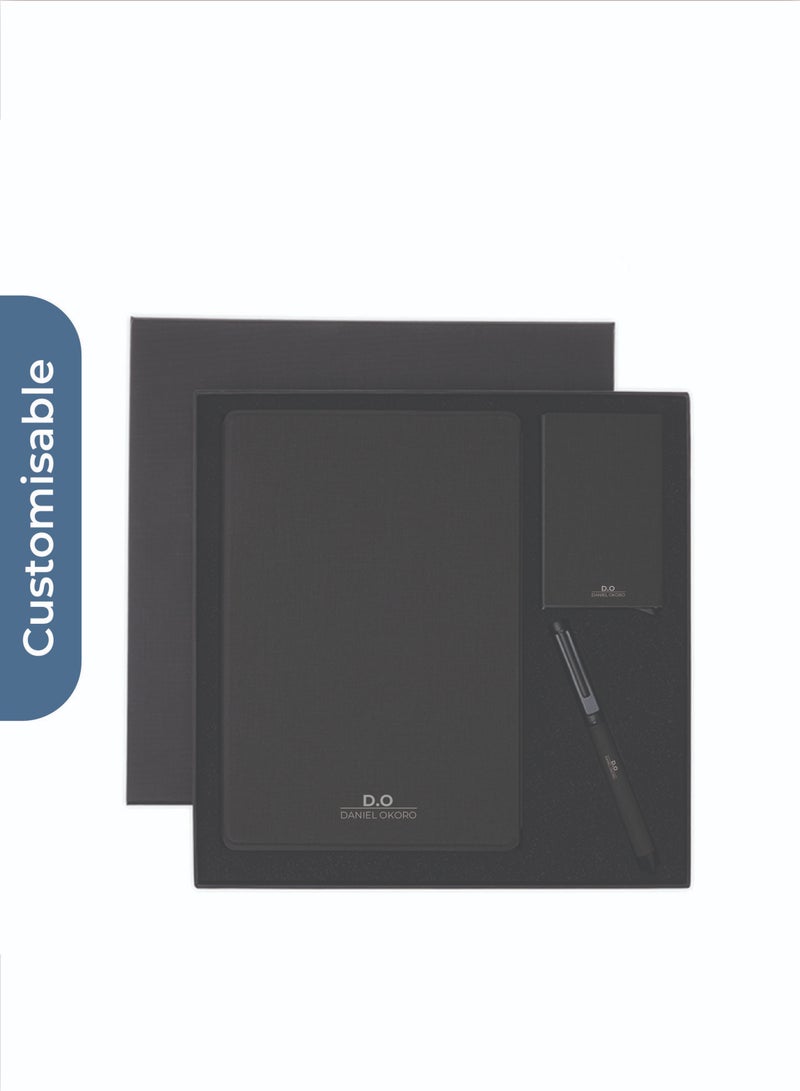 SANTHOME Personalised TESSIN - CHANGE ZERO Sustainable Gift Set with Refillable Notebook, Pen & Cardholder - Black - Image 2