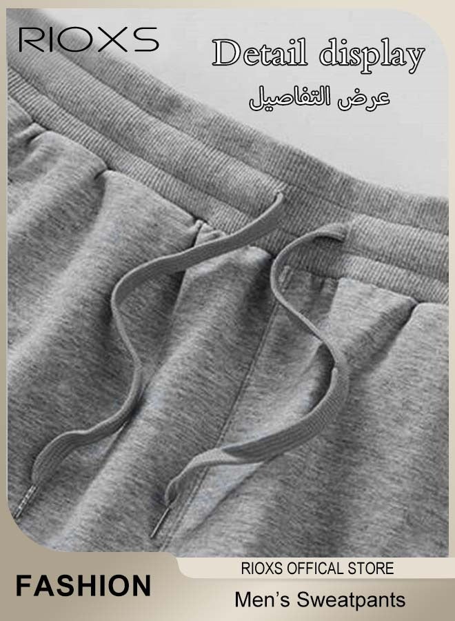 RIOXS Men's Sweatpants, Slim Fit Drawstring Joggers Pants for Men, Casual Sports Pants Comfortable Joggers with Pockets, Breathable Jogging Tracksuit Trousers with Snug Ankle Cuffs for Training/ Running/ Exercising/Daily Leisure, Grey - Image 4