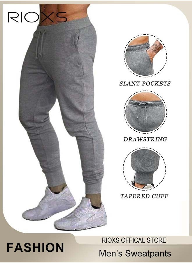 RIOXS - Men's Sports Pants, Casual Drawstring Sweatpants, Comfortable Joggers with Pockets, Jogging Tracksuit Bottoms, Suitable for Outdoor Activities and Daily Leisure - Image 1