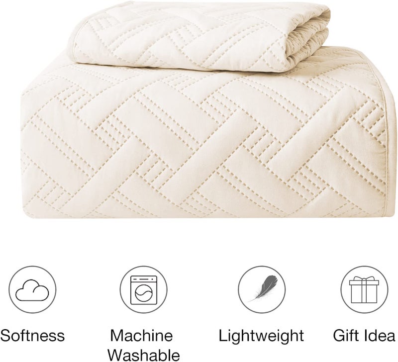 VAS COLLECTIONS® All Weather 3 Pcs 100% Cotton Ultrasonic 280 TC Solid King Size Quilted Bed Cover/Bedsheet with 2 Pillow Covers, (90X100 Inches, 254X228 cm-Light Brown) - Image 2