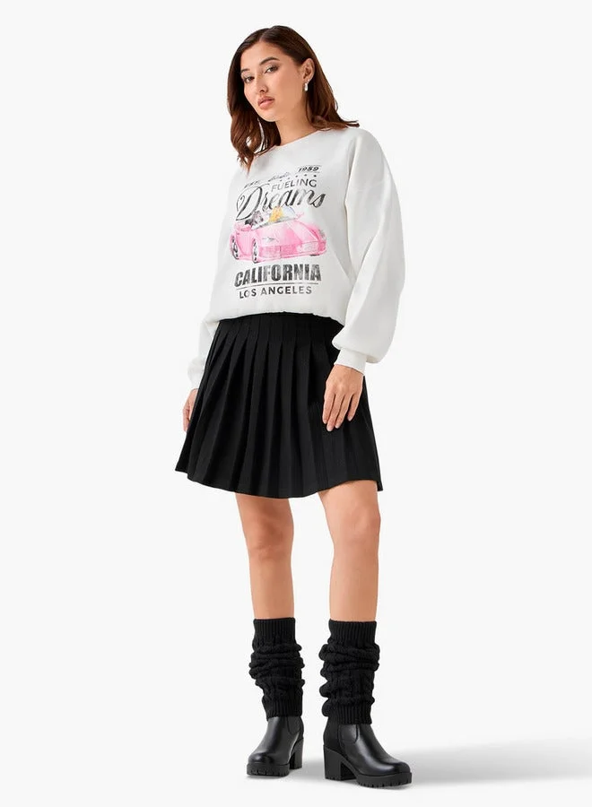 SP Characters Oversized Sweatshirt with Graphic Print Polyester Blend