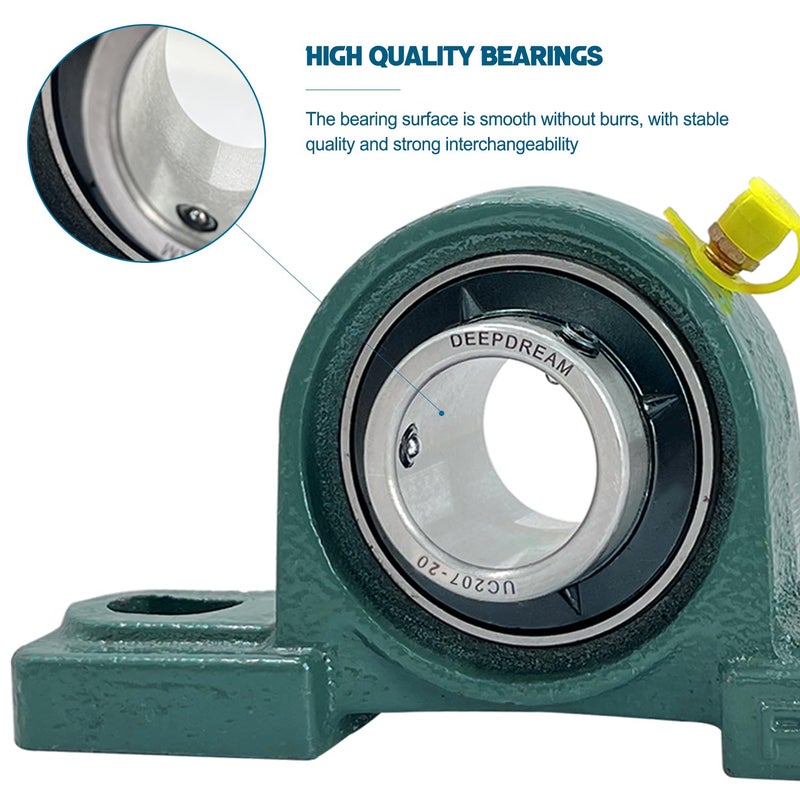 DEEPDREAM 2 Pcs UCP207-20 Pillow Block Mounted Ball Bearing with 1-1/4"(1.25inch) Self Alignment - Image 3