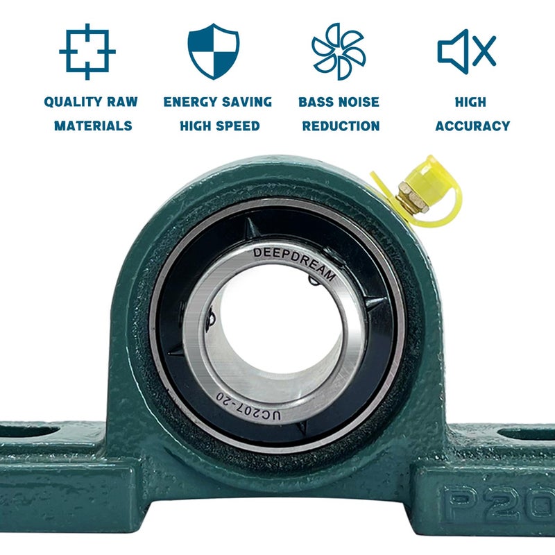 DEEPDREAM 2 Pcs UCP207-20 Pillow Block Mounted Ball Bearing with 1-1/4"(1.25inch) Self Alignment - Image 4