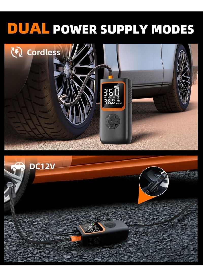 Arabest Tire Inflator Portable Air Compressor - 6000 mah & 150 Psi Air Pump for Car Tires with Pressure Gauge & Led Light, Faster Inflation Mini Compressor for Car, Bicycles, Motorcycle - Image 5