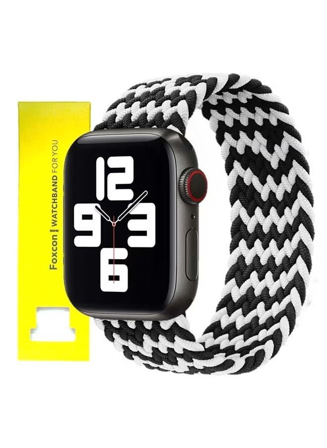 IAF - Replacement Braided Solo Loop Apple Watch Band for 45/44/42 mm Small Black/White - Image 1