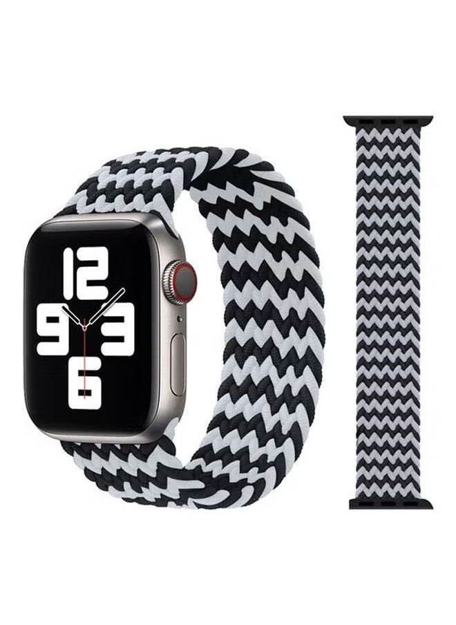 IAF - Replacement Braided Solo Loop Apple Watch Band for 45/44/42 mm Small Black/White - Image 1