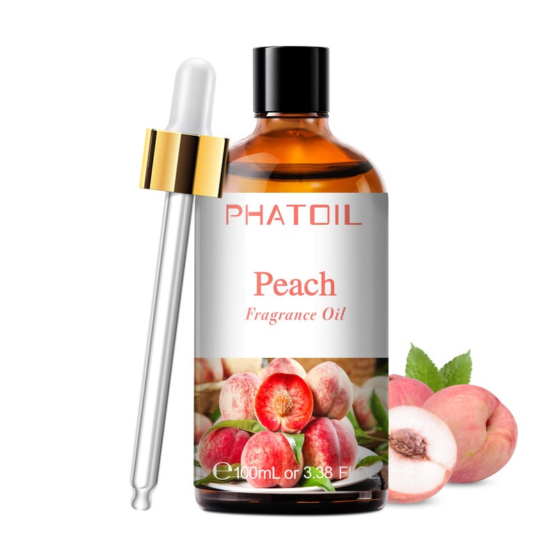 PHATOIL زيوت عطرية برائحة الخوخ من PHATOIL 3.38 أونصة سائلة للعلاج بالروائح، زيوت أساسية للناشرات في المنزل، مثالية للناشر، اليوغا، العناية بالبشرة، صنع الشموع والصابون - 100 مل - Image 1
