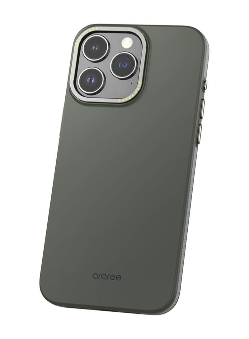 araree Araree iPhone 15 Pro Max Case Magsafe Compatible Smartphone Case AERO FRAME [Magsafe Magnetic Mounted, Metal, Durable, Polycarbonate Wireless Charging Compatible] Apple iPhone Cover - Dark Green - Image 2