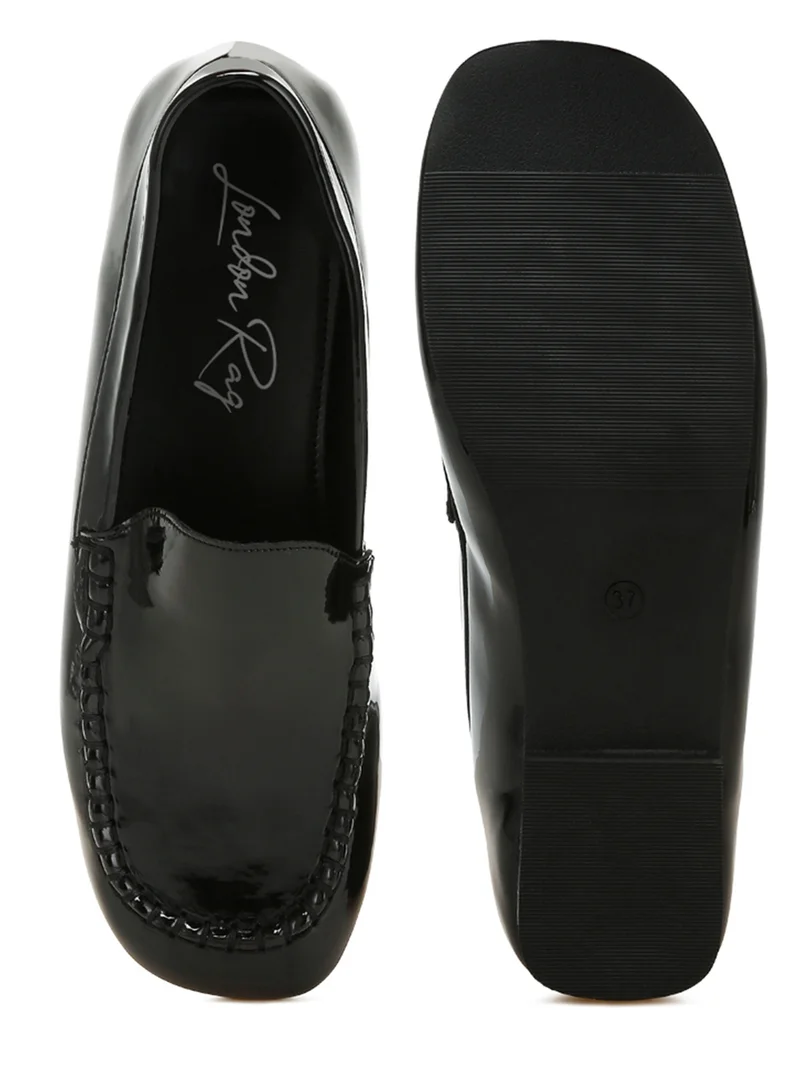 London Rag Patent Pleather Loafers in Black