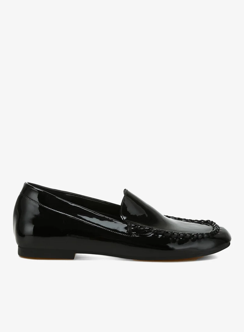 Patent Pleather Loafers in Black