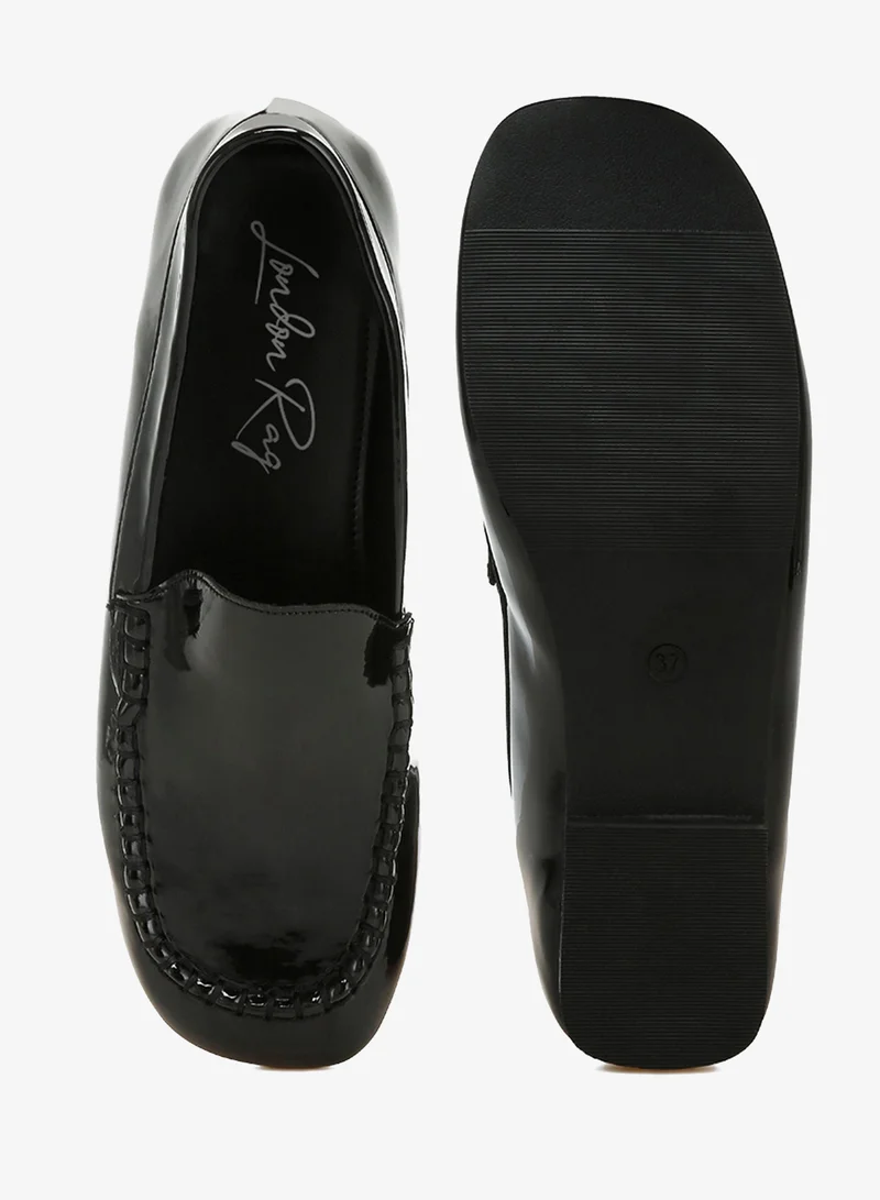 London Rag Patent Pleather Loafers in Black