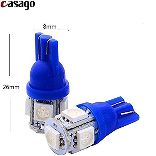 Casago CS5PB2P T10 Led Parking Light 5 SMD Blue Car Interior Pilot Licence Plate Dome Bulb for Bike/Motorcycle and Cars (1W) - Image 2