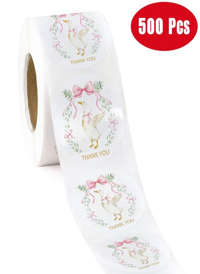 WRAPAHOLIC 2 Inch 500 Total Baby Shower Stickers Roll - Pink Bow Goose Eucalyptus Design, Thank You Lables, Shipping Stickers for Newborn Baby Girl - Image 3