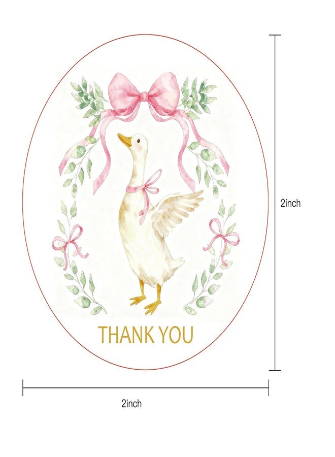 WRAPAHOLIC 2 Inch 500 Total Baby Shower Stickers Roll - Pink Bow Goose Eucalyptus Design, Thank You Lables, Shipping Stickers for Newborn Baby Girl - Image 4