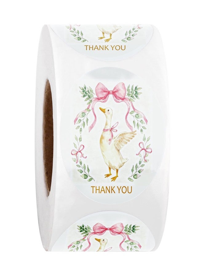WRAPAHOLIC 2 Inch 500 Total Baby Shower Stickers Roll - Pink Bow Goose Eucalyptus Design, Thank You Lables, Shipping Stickers for Newborn Baby Girl - Image 2